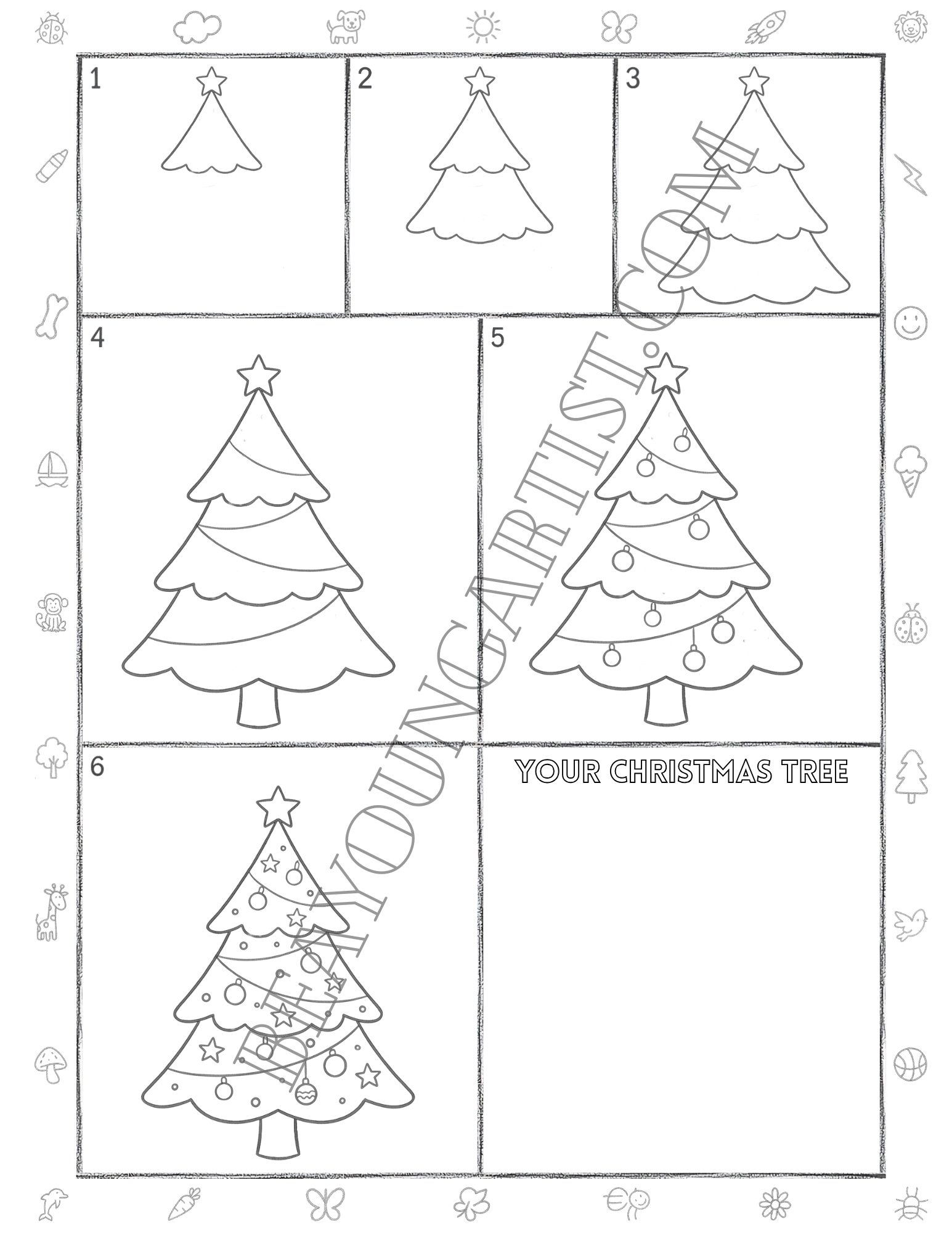 Adult Christmas Tree Printable Full Page for Download and Practice