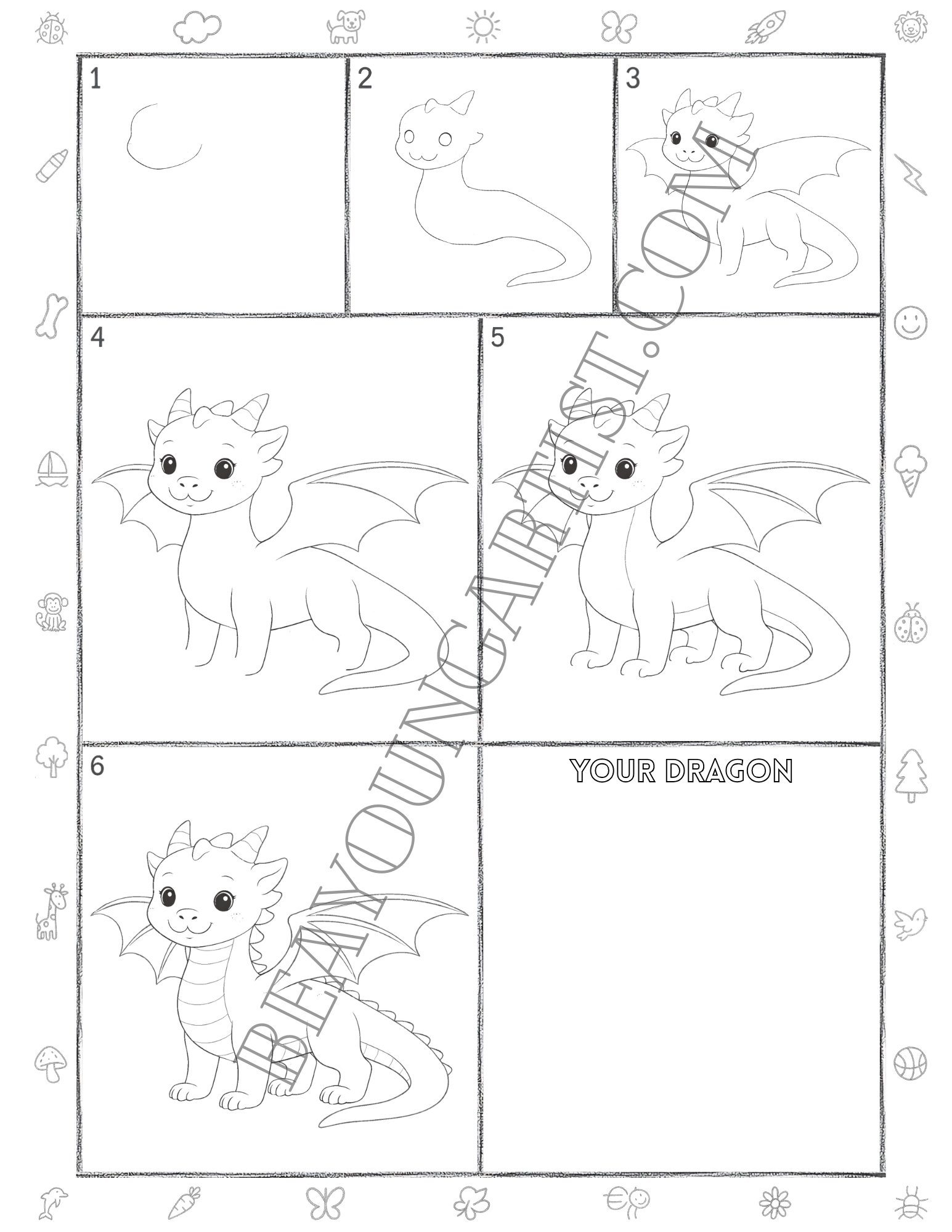 Adult Dragon Printable Full Page for Download and Practice