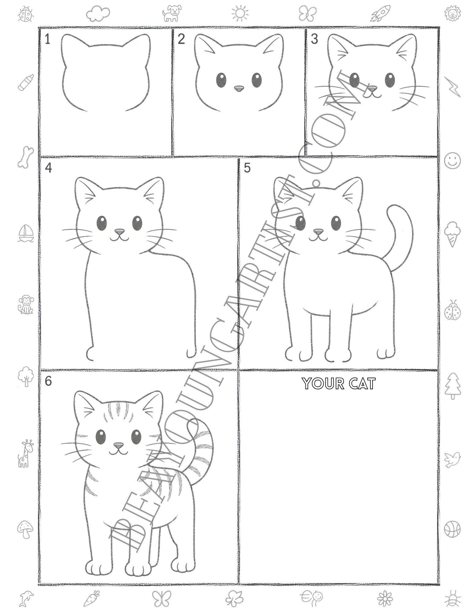 Cat for Adult Printable Full Page for Download and Practice