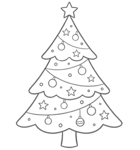 How to Draw a Christmas Tree for Adults Step 06