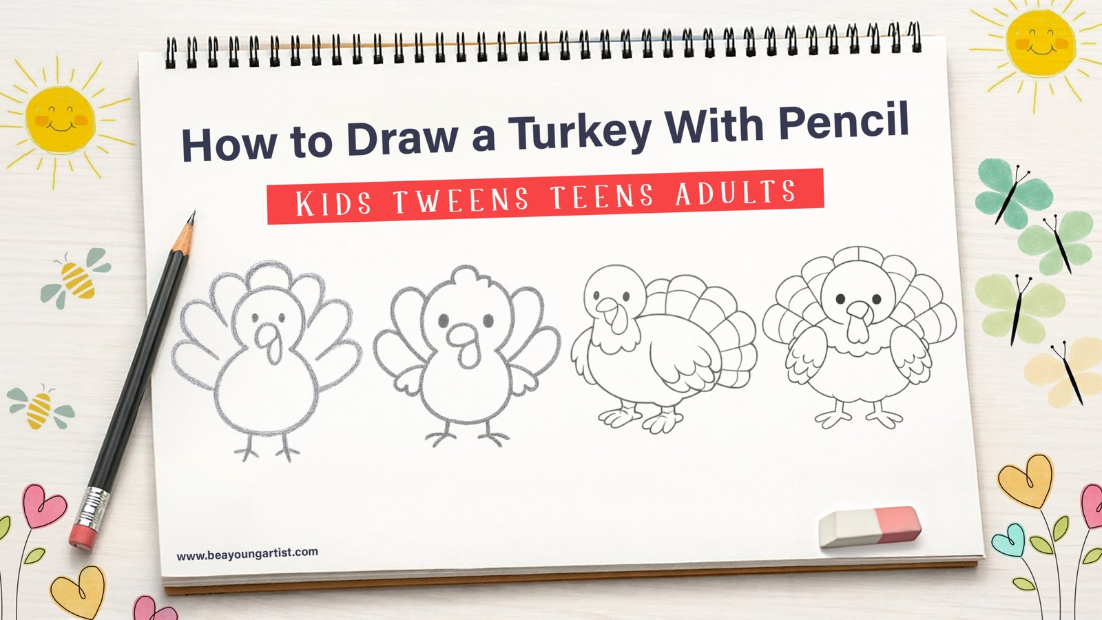 How to Draw a Turkey With Pencil Feature Image