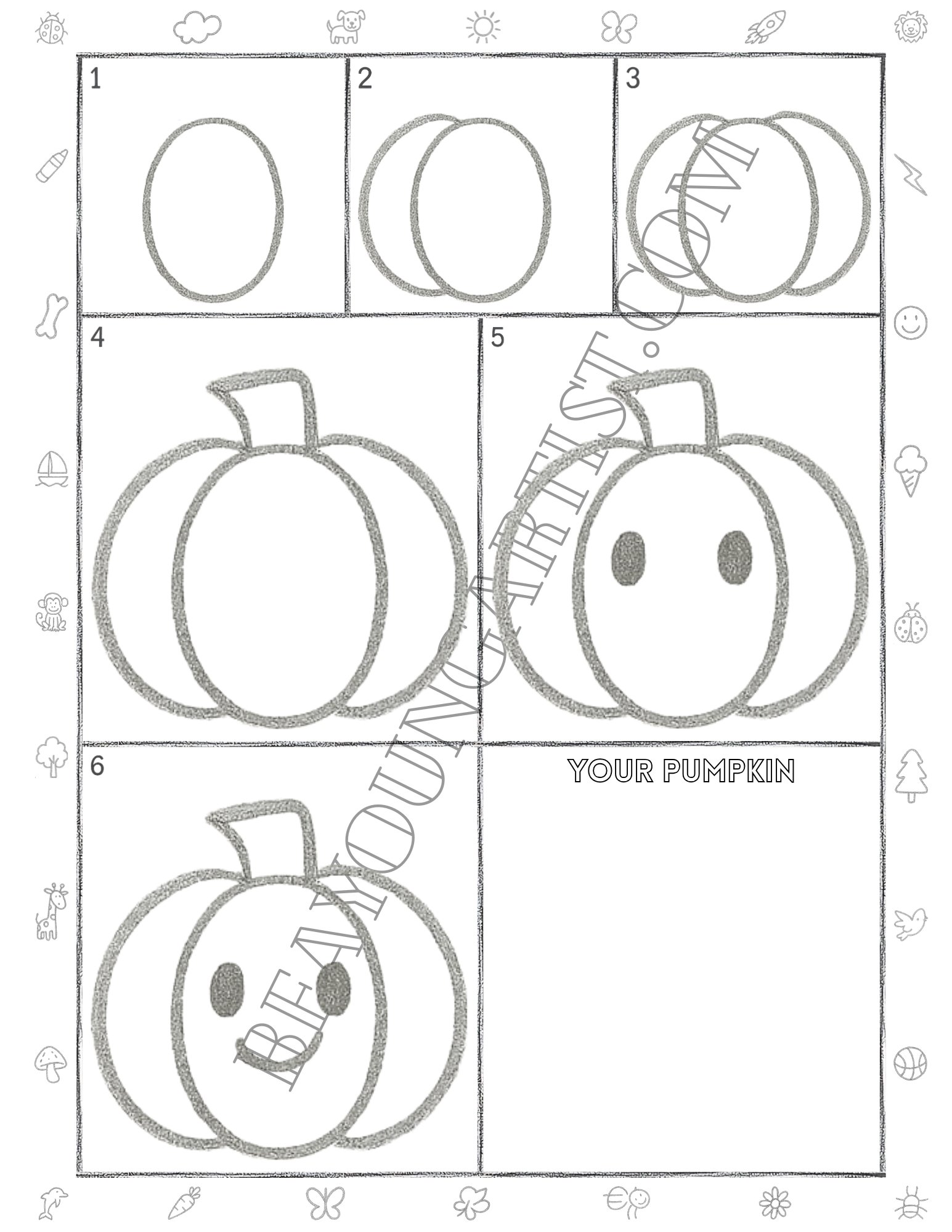 Kids Pumpkin Printable Full Page for Download and Practice