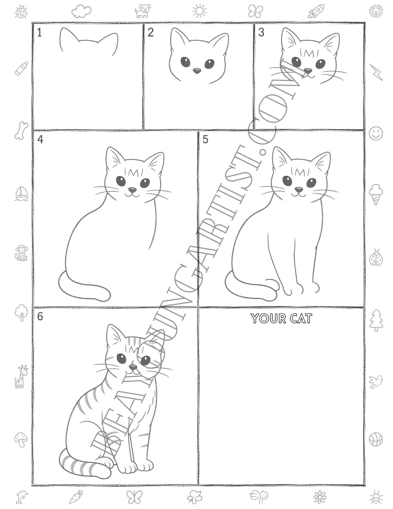 Teens Cat Printable Full Page for Download and Practice
