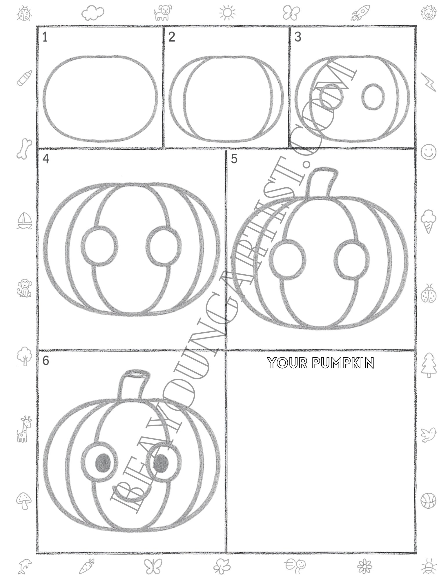 Tweens Pumpkin Printable Full Page for Download and Practice