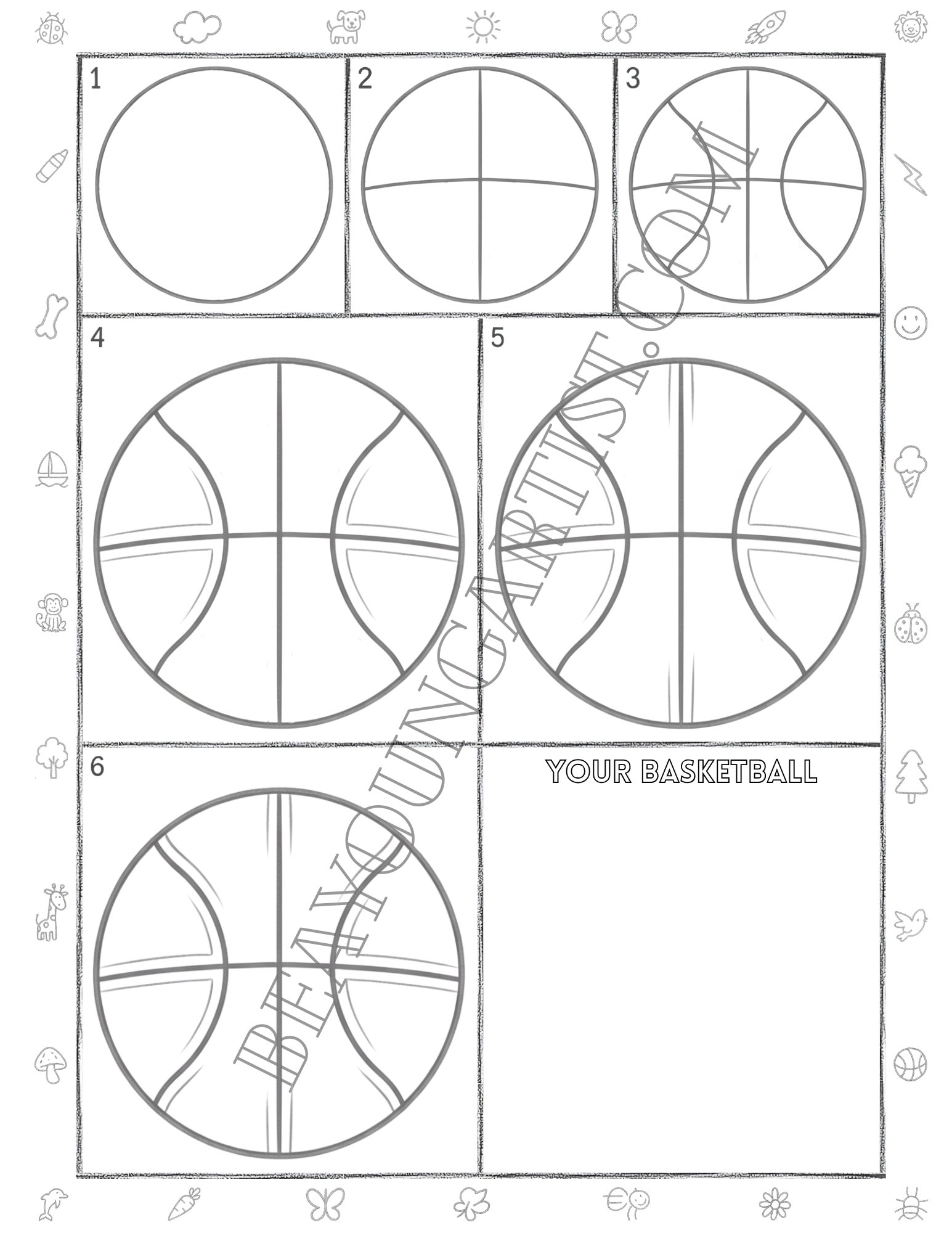 Adults Basketball Printable Full Page for Download and Practice