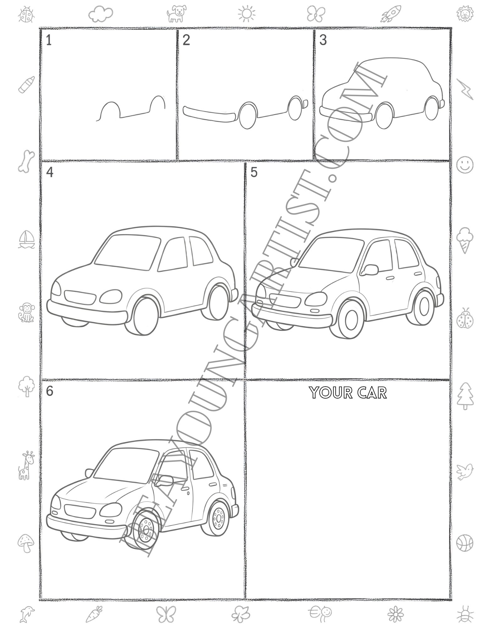 Adults Car Printable Full Page for Download and Practice