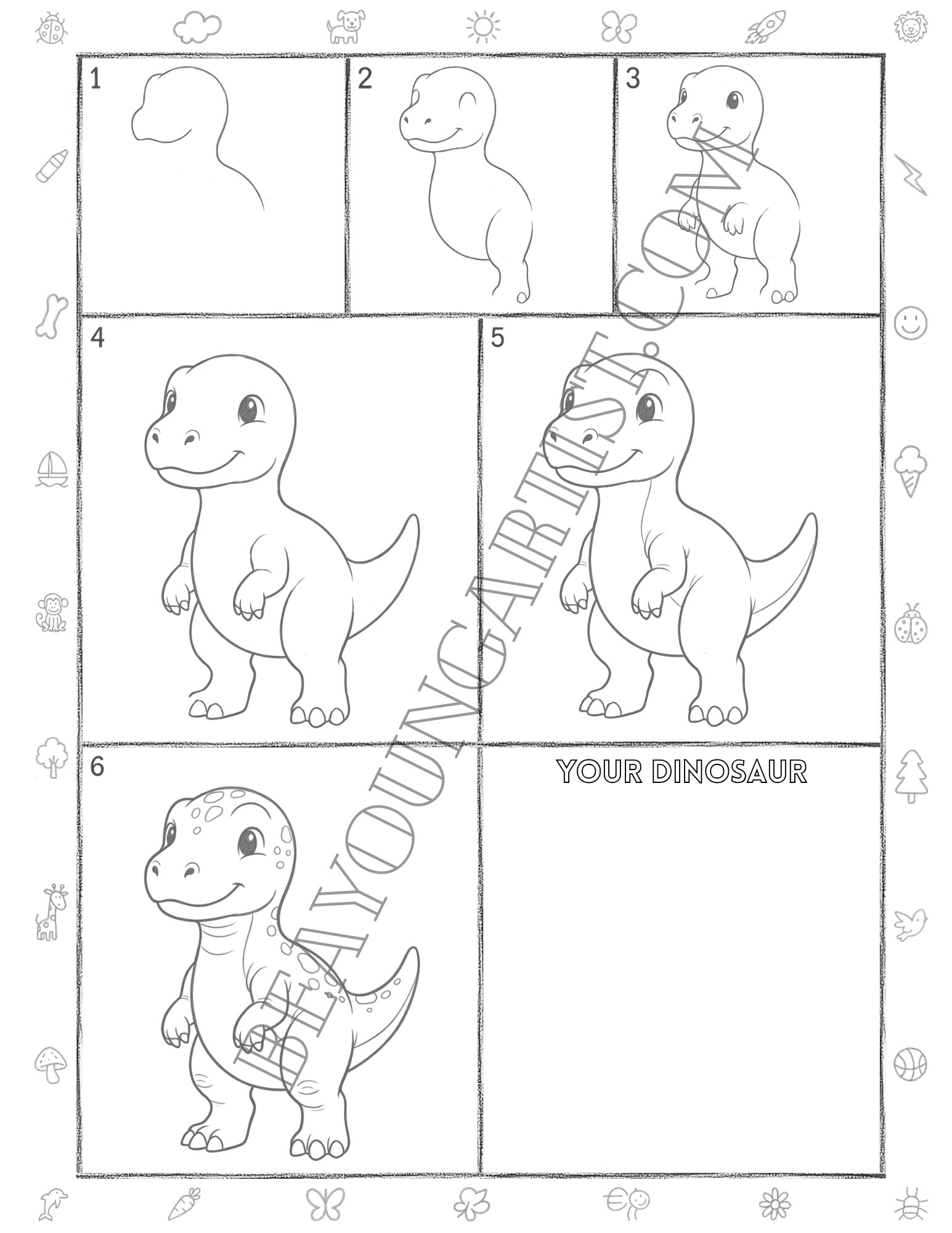 Adults Dinosaur Printable Full Page for Download and Practice