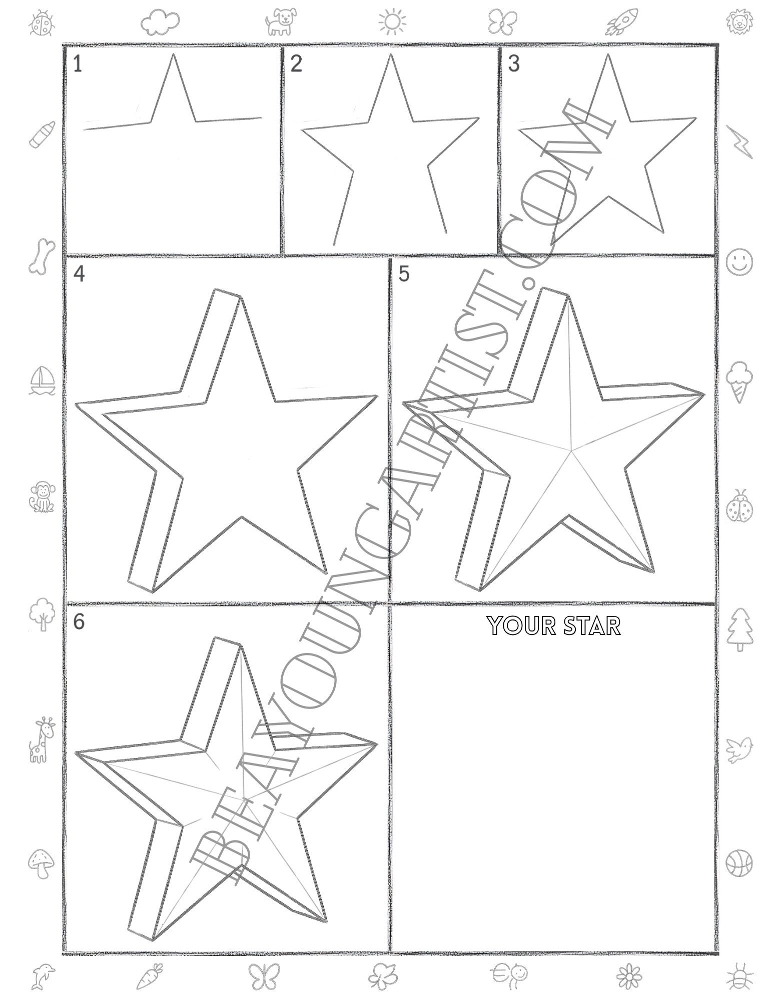 Adults Star Printable Full Page for Download and Practice