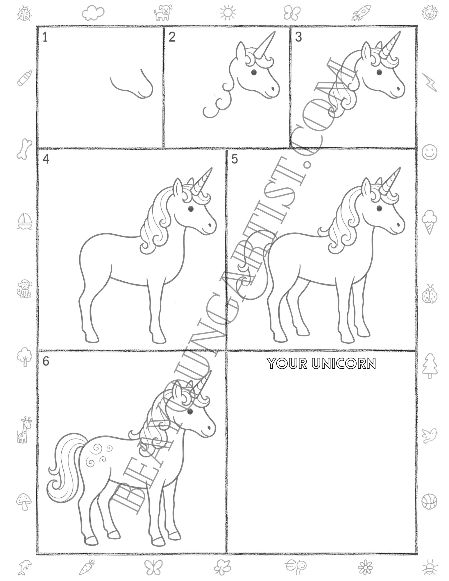 Adults Unicorn Printable Full Page for Download and Practice