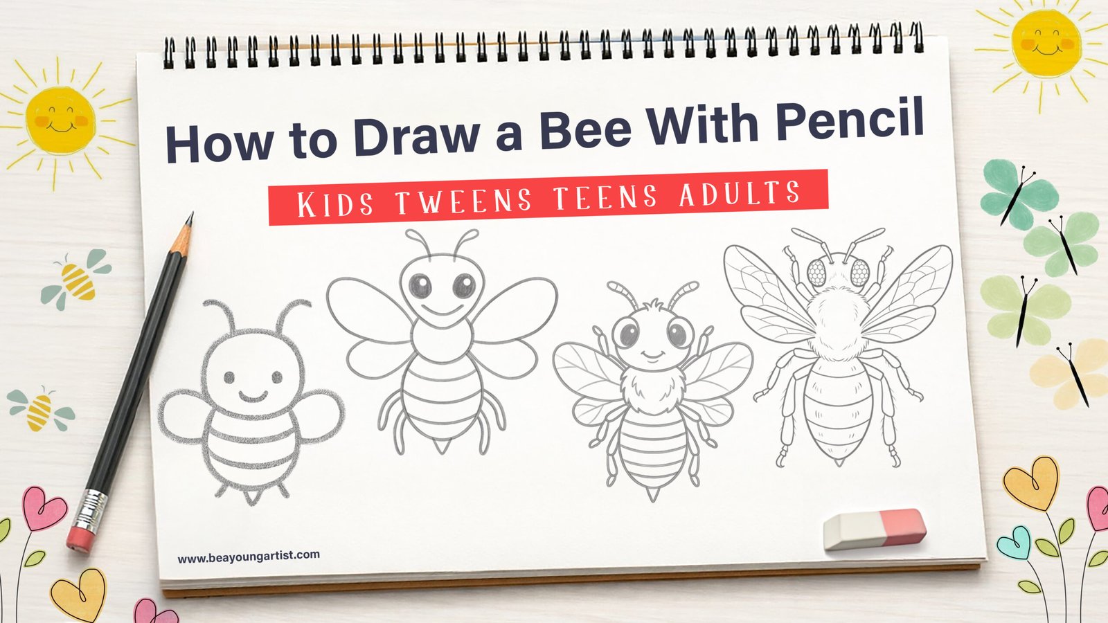 How to Draw a Bee With Pencil Feature Image