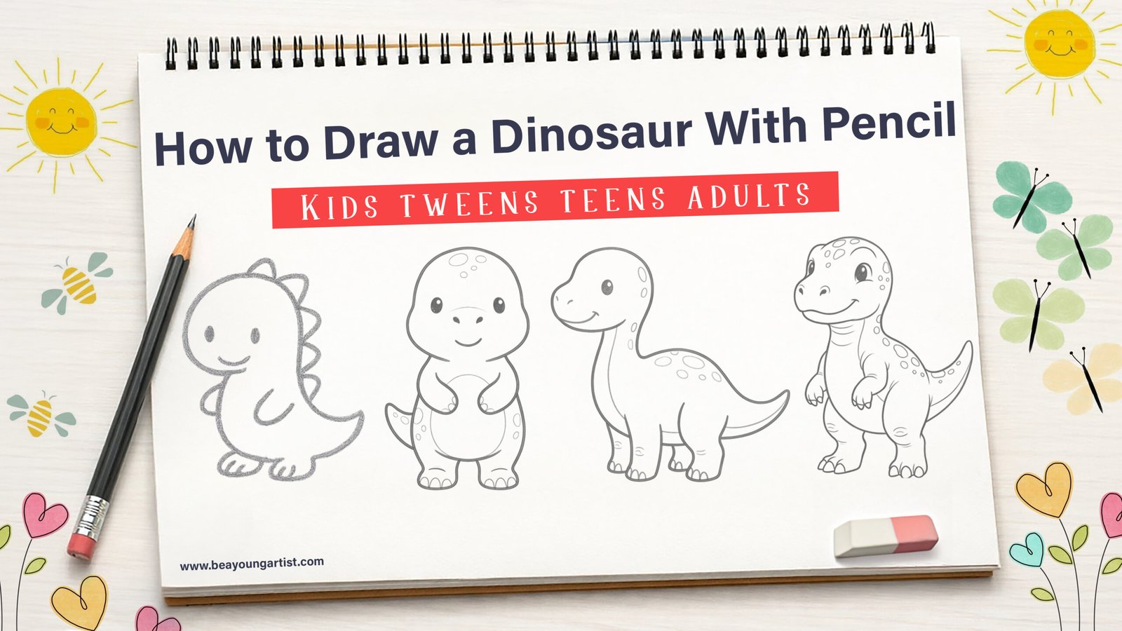 How to Draw a Dinosaur With Pencil Feature Image