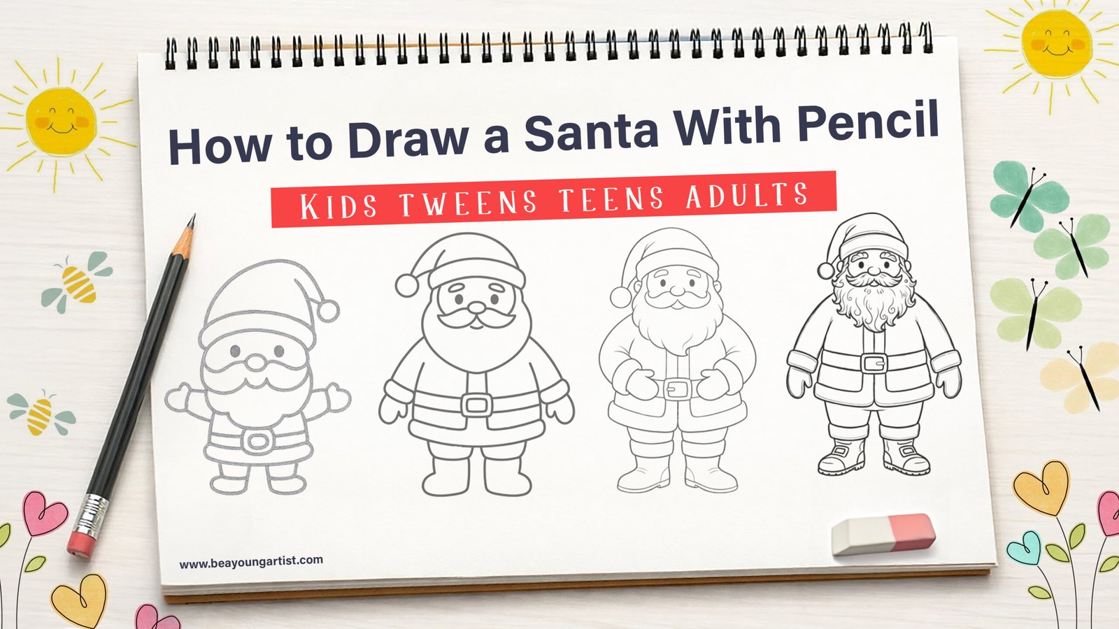 How to Draw a Santa With Pencil Feature Image