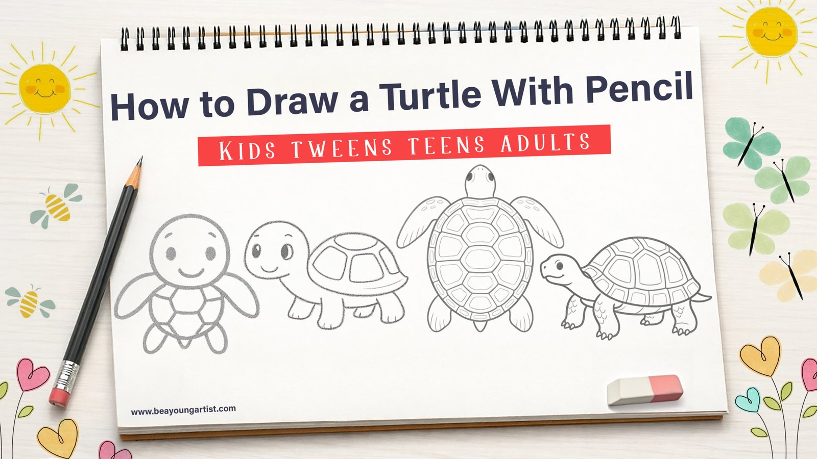 How to Draw a Turtle With Pencil Feature Image
