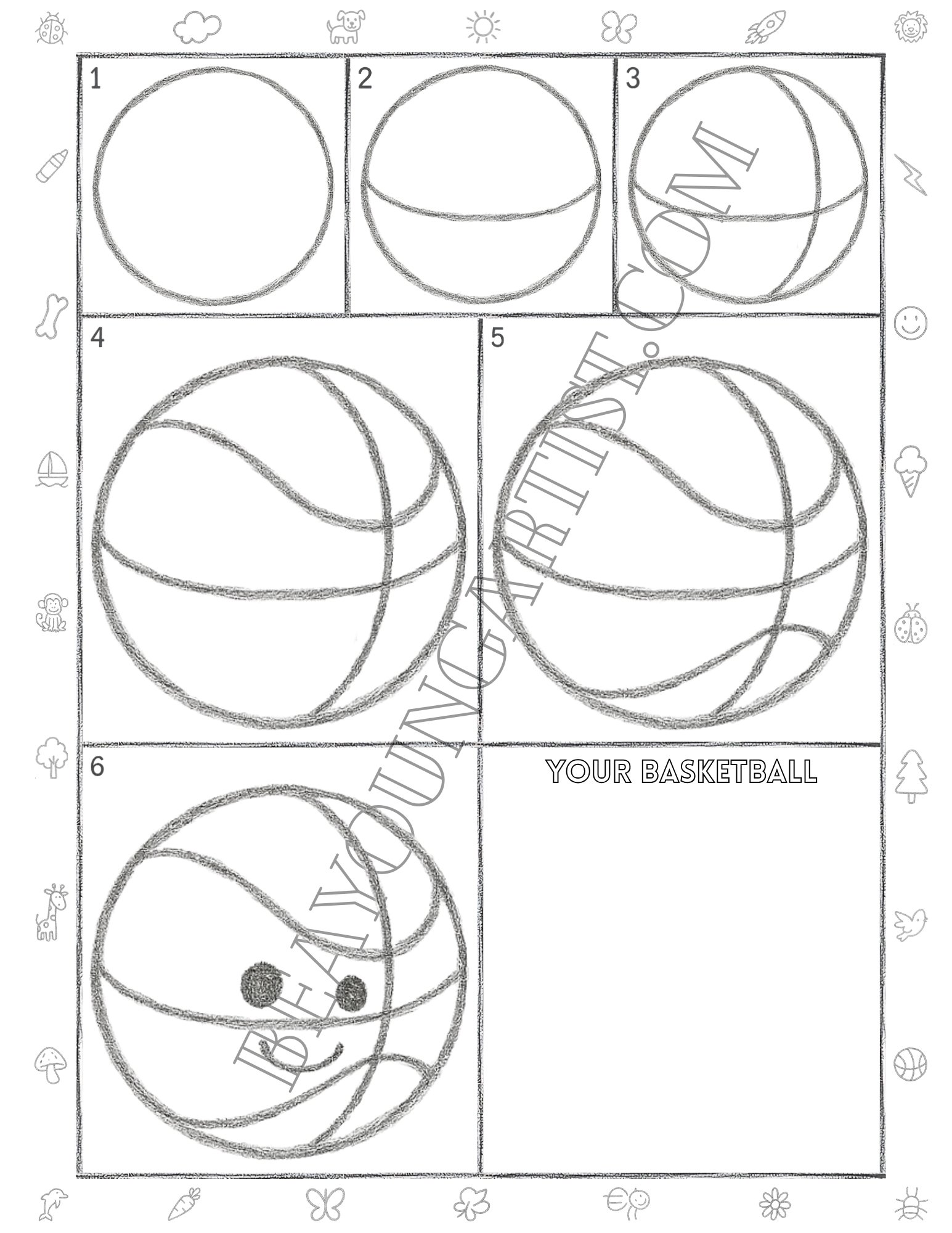 Kids Basketball Printable Full Page for Download and Practice