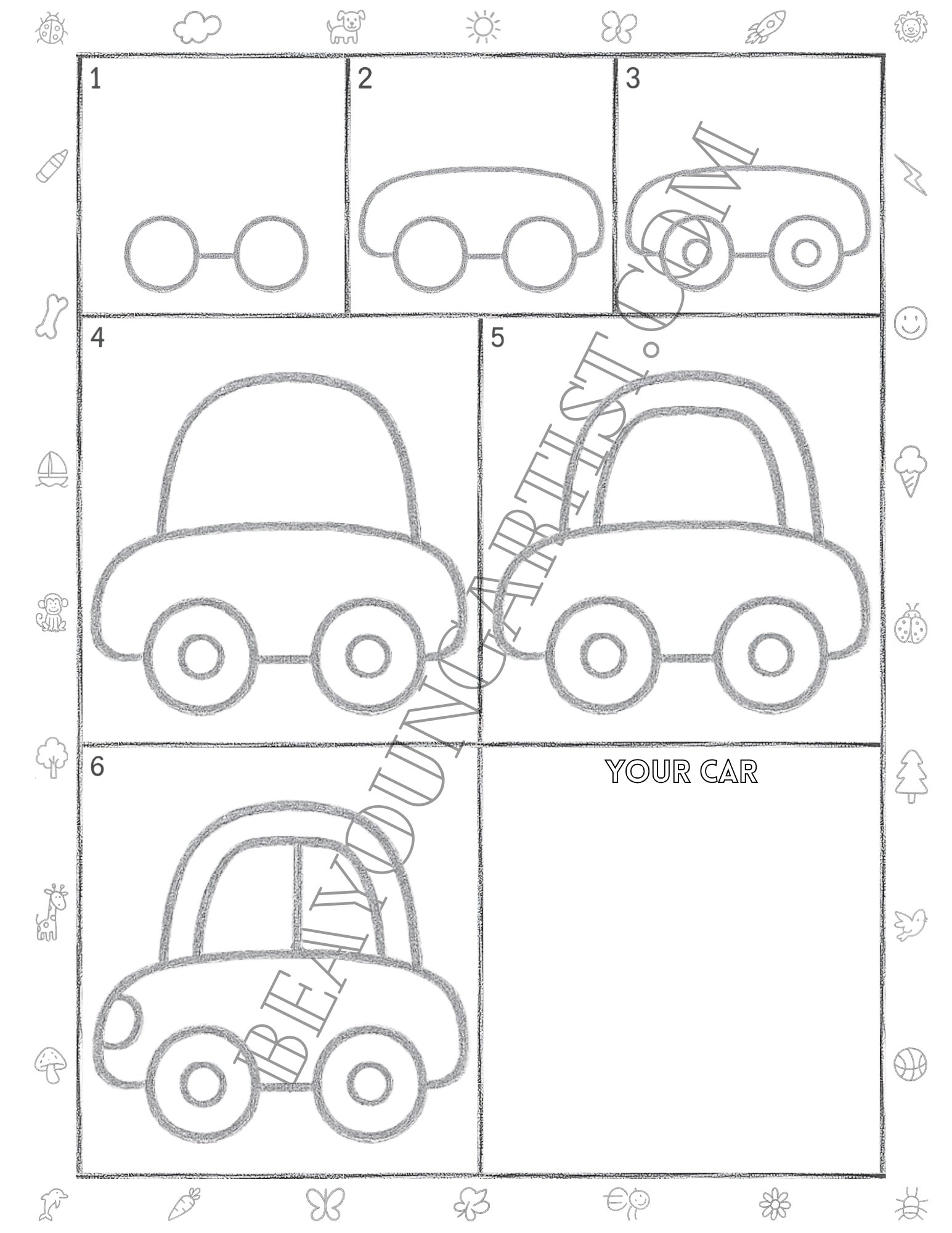 Kids Car Printable Full Page for Download and Practice