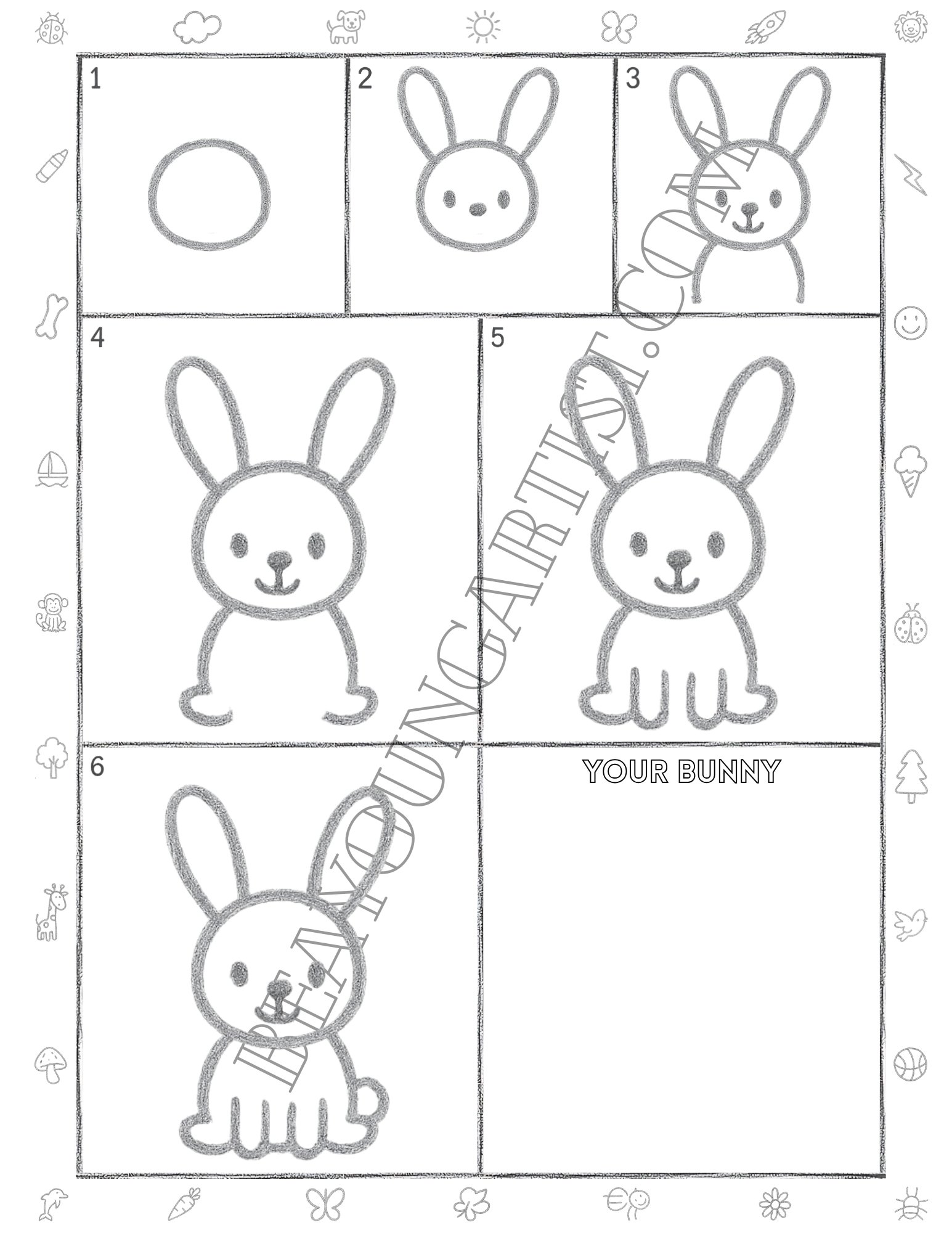 Kids Rabbit Printable Full Page for Download and Practice
