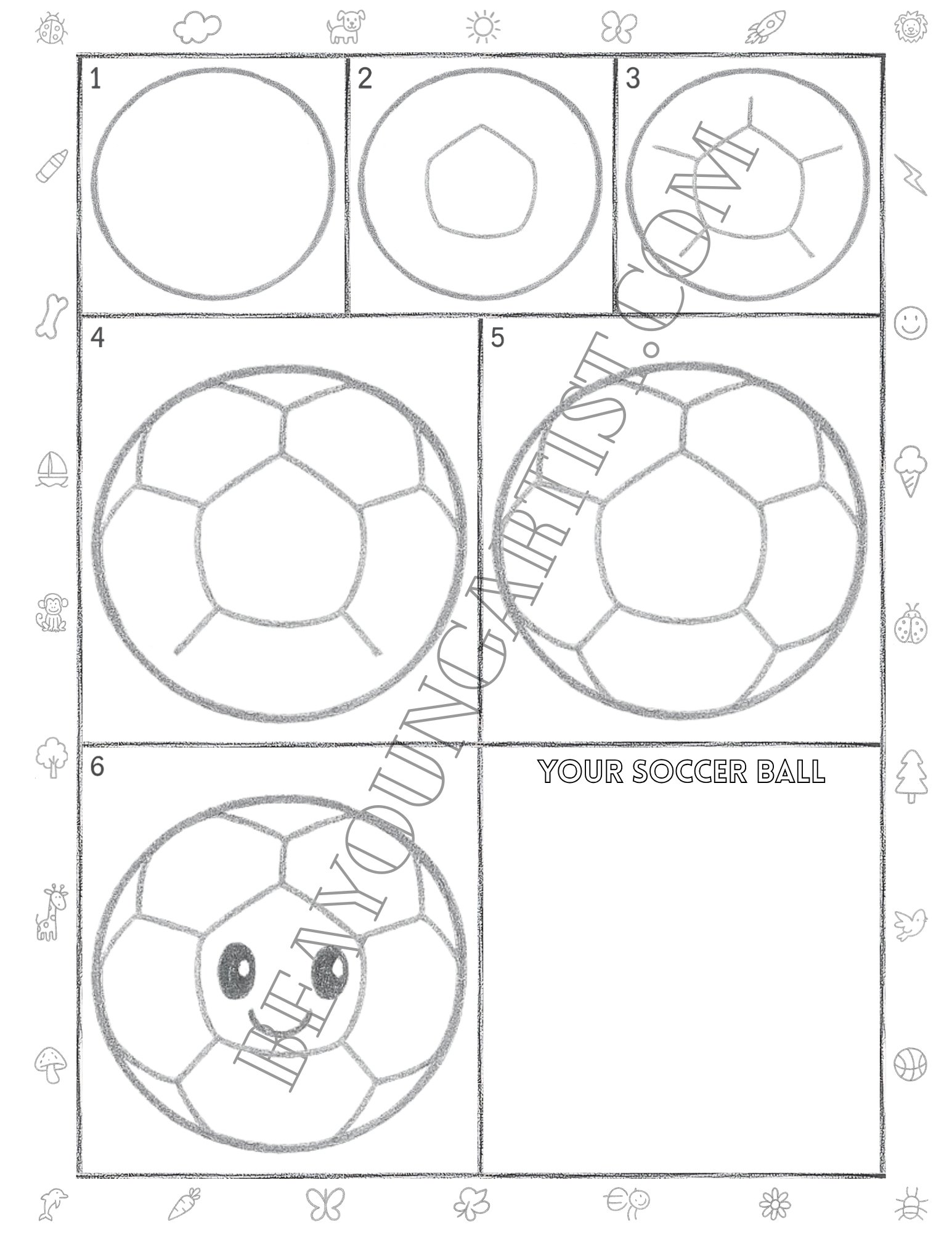 Kids Soccer Ball Printable Full Page for Download and Practice