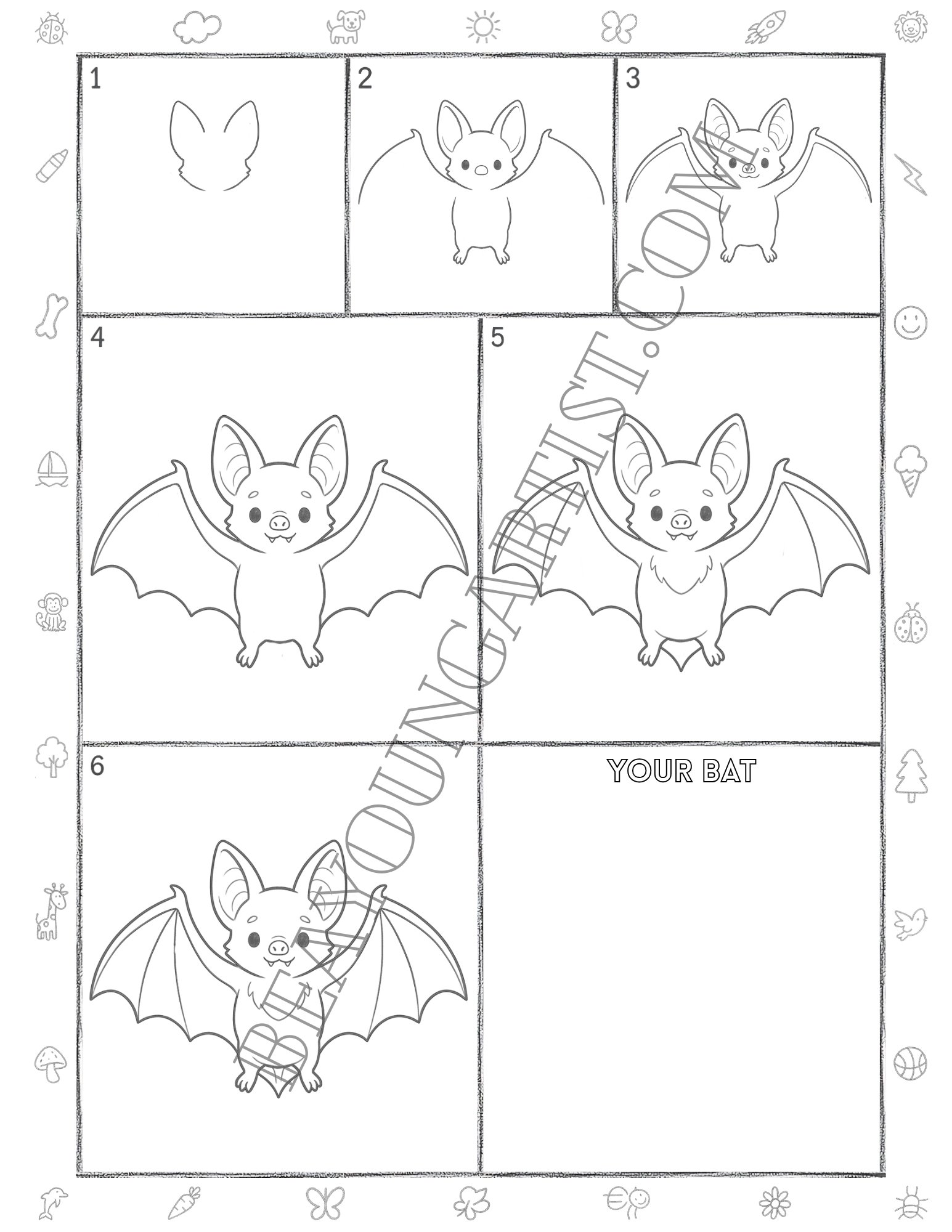 Teens Bat Printable Full Page for Download and Practice