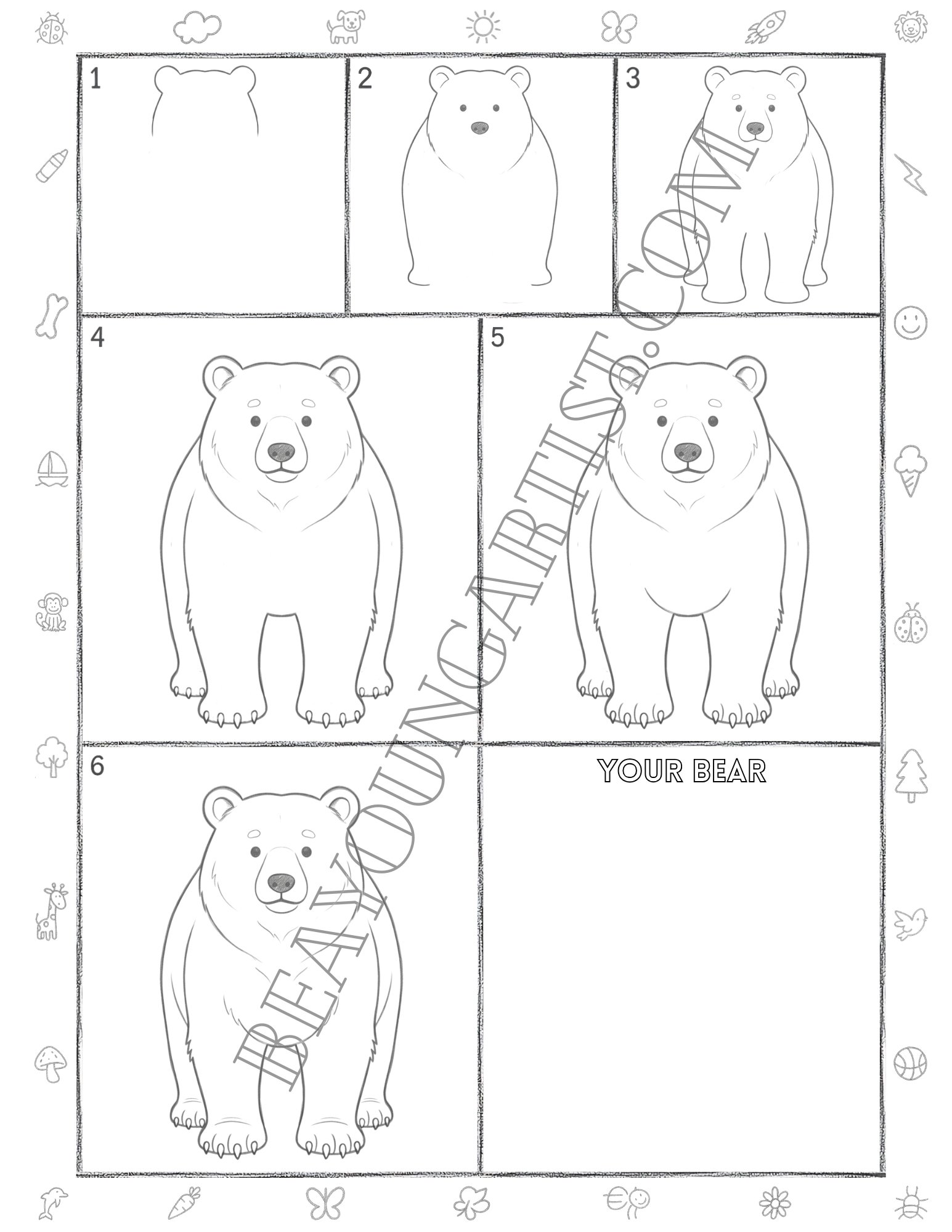 Teens Bear Printable Full Page for Download and Practice