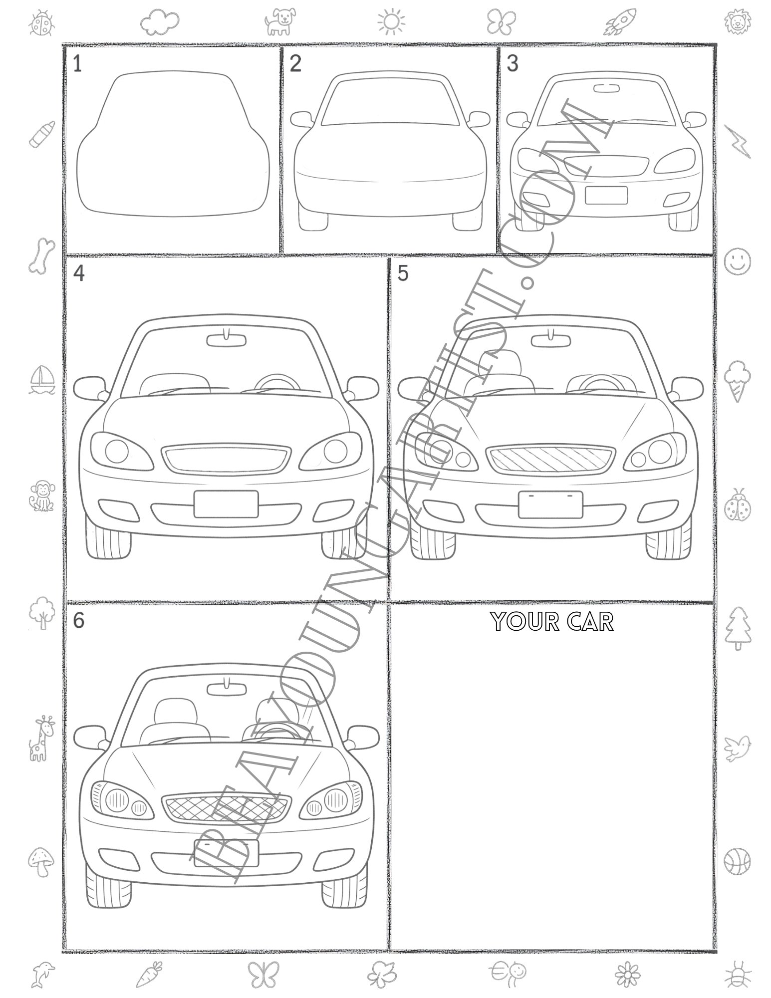 Teens Car Printable Full Page for Download and Practice