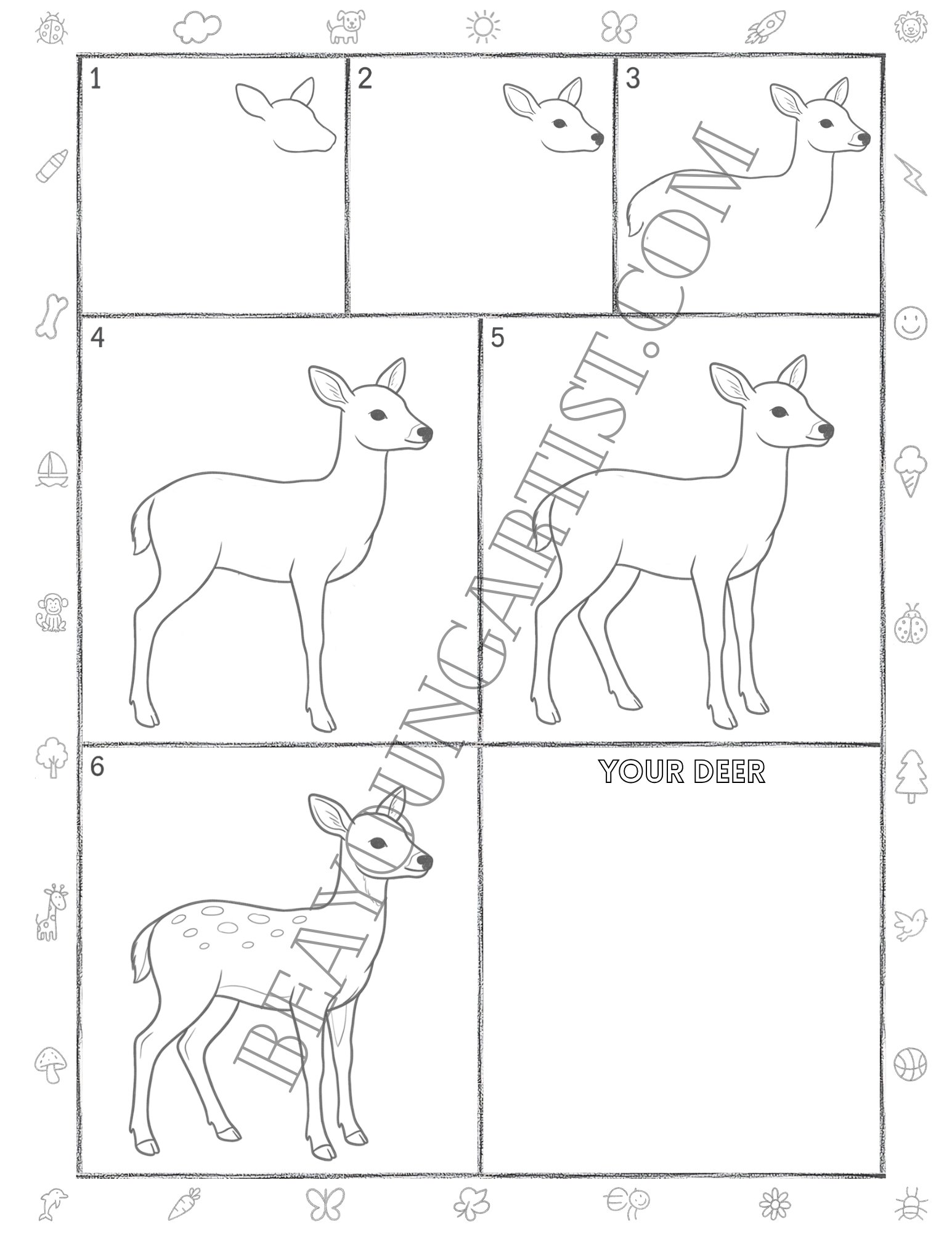 Teens Deer Printable Full Page for Download and Practice