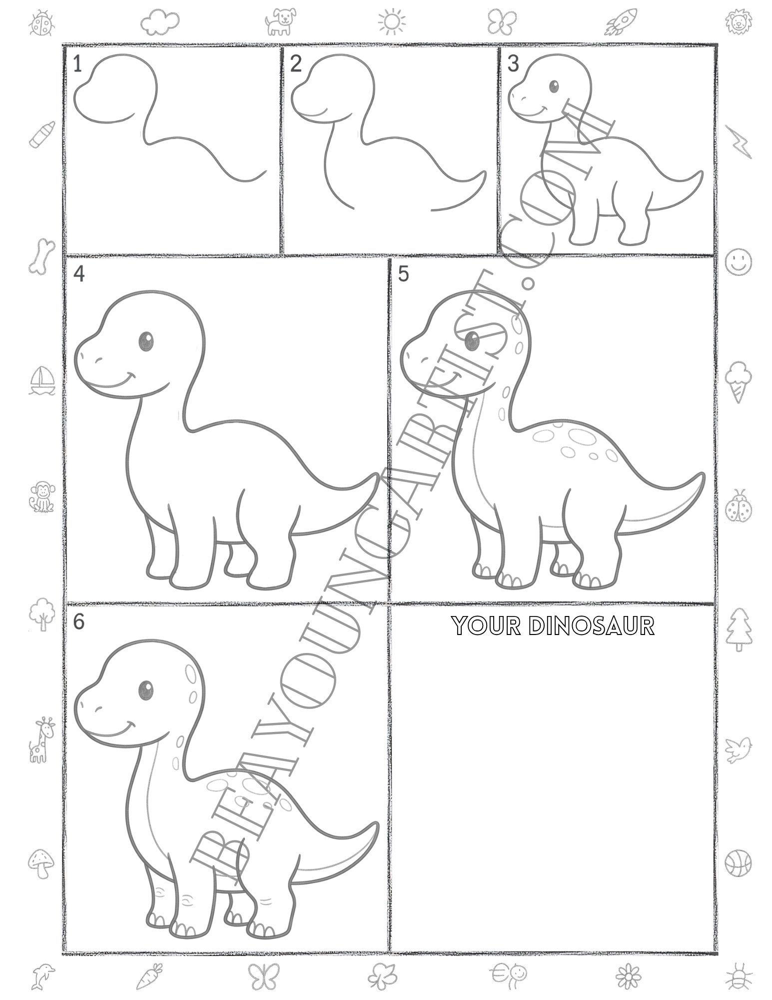Teens Dinosaur Printable Full Page for Download and Practice