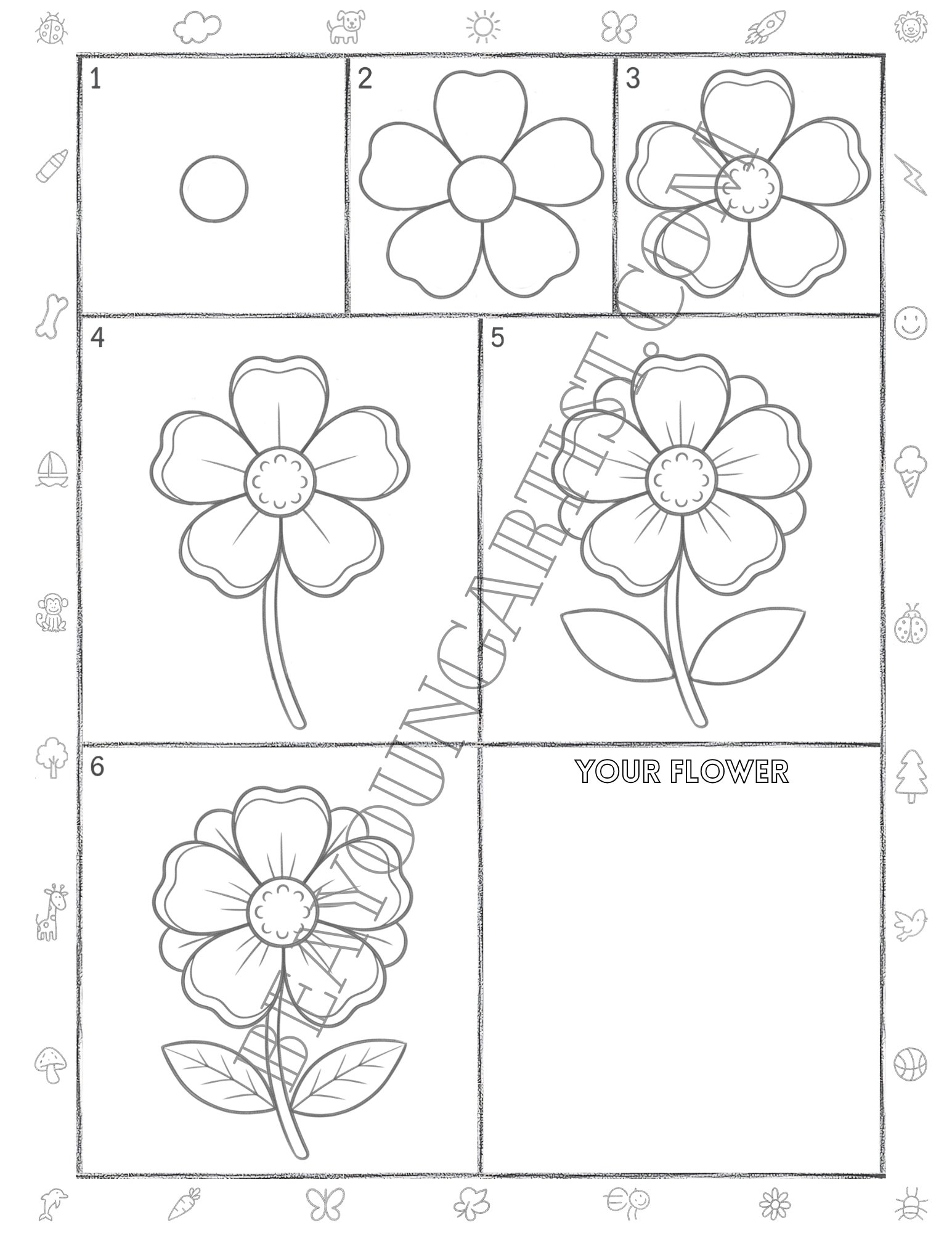 Teens Flower Printable Full Page for Download and Practice