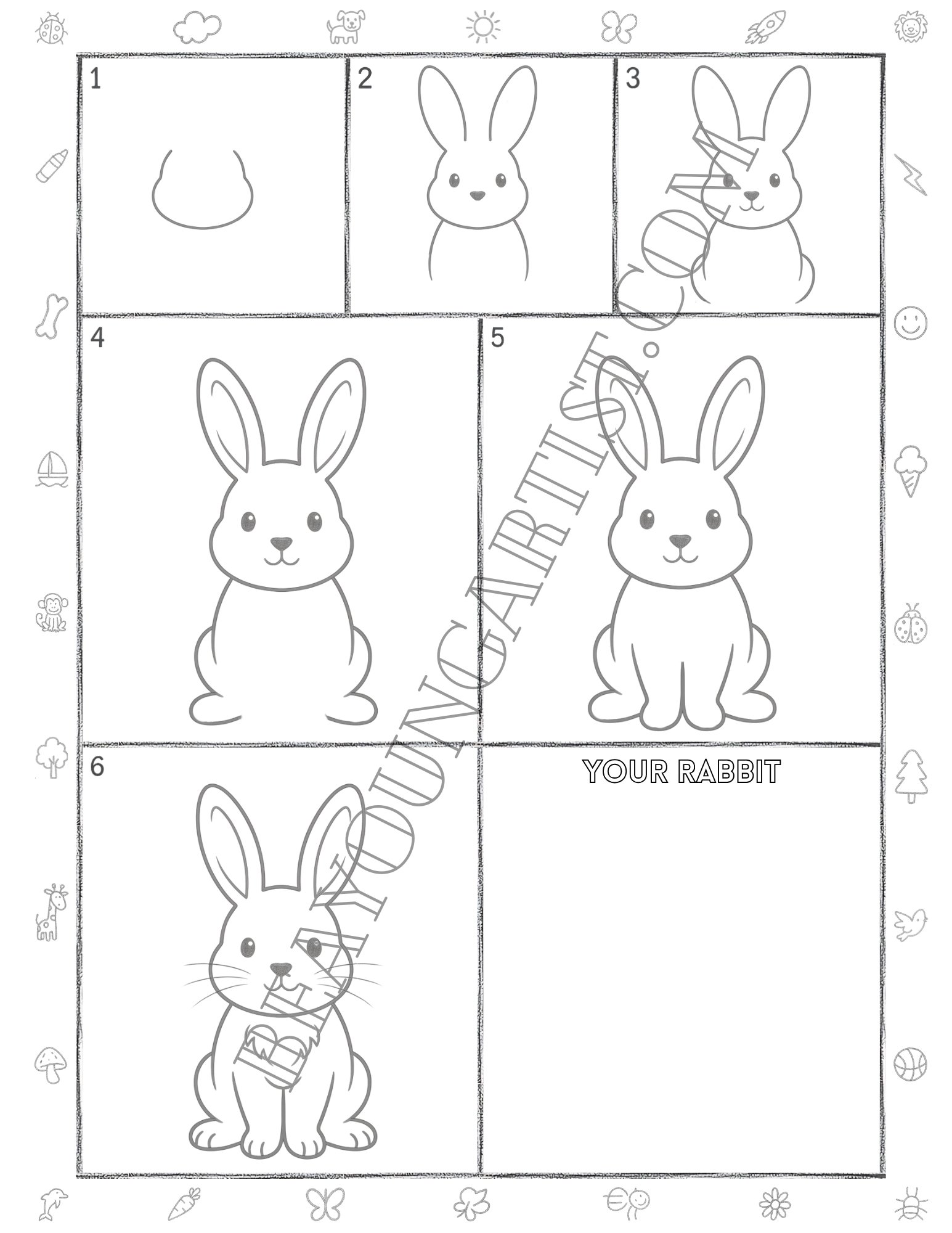 Teens Rabbit Printable Full Page for Download and Practice