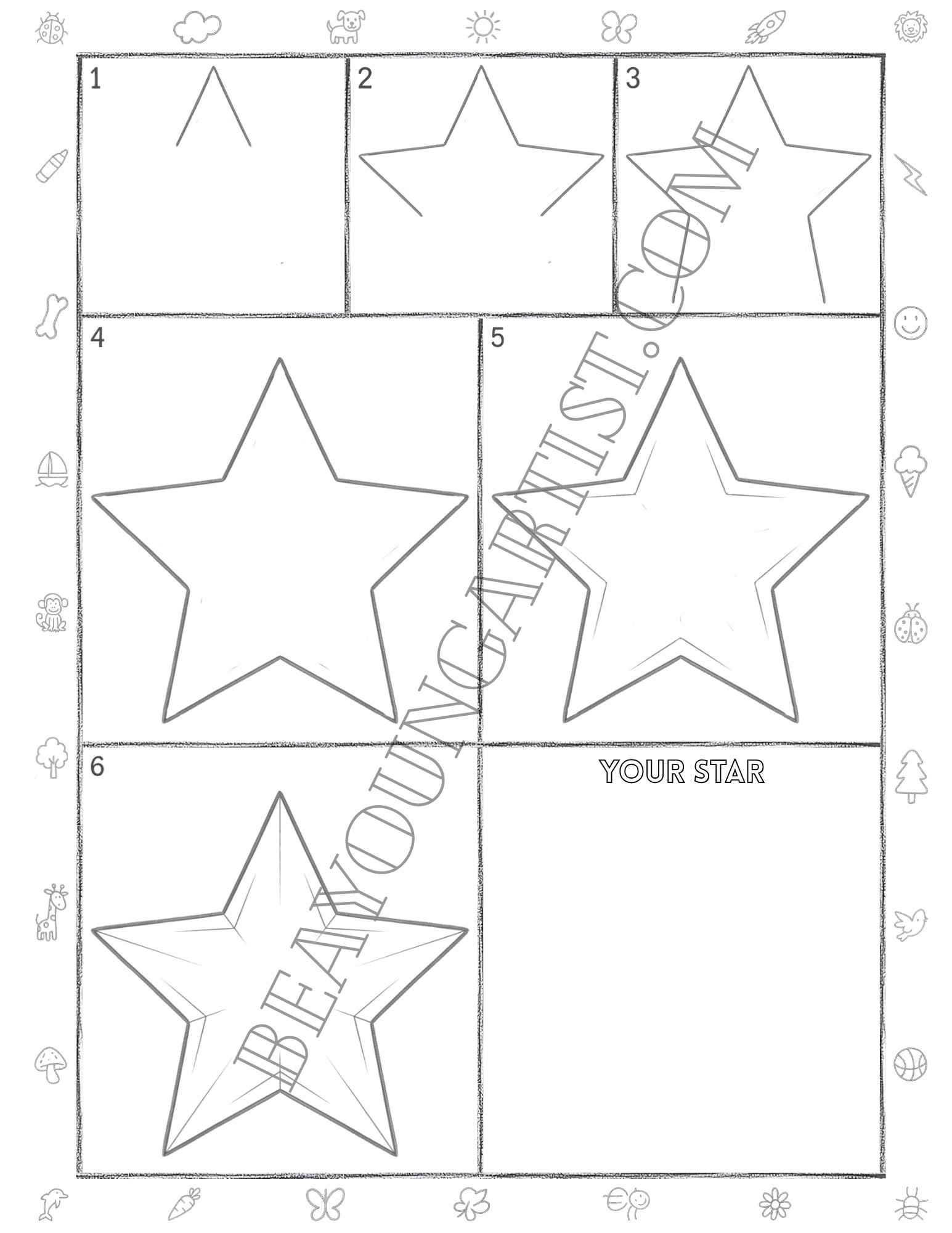Teens Star Printable Full Page for Download and Practice