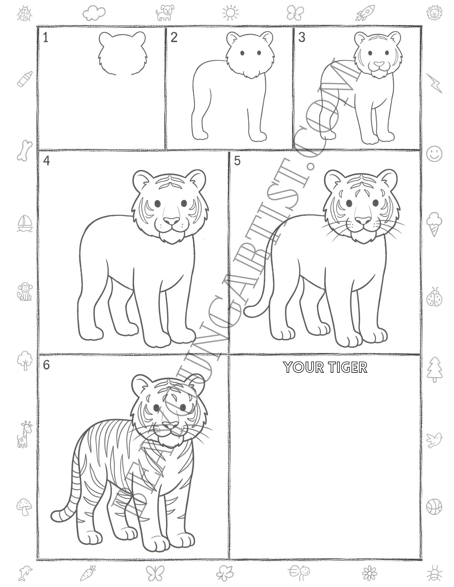 Teens Tiger Printable Full Page for Download and Practice