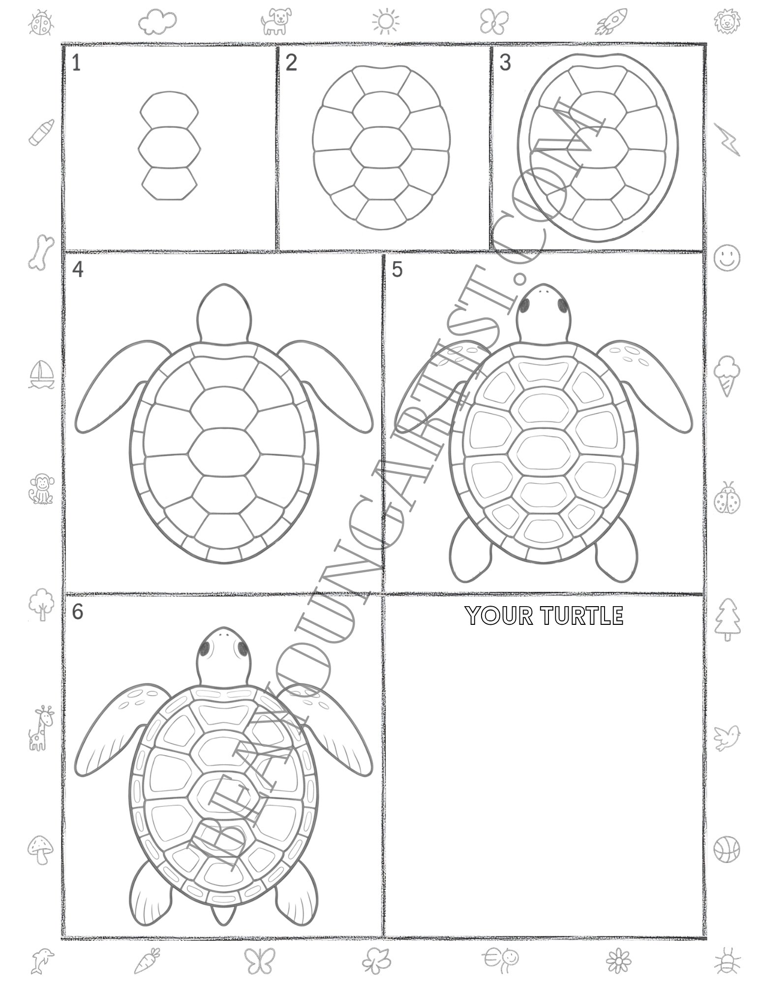 Teens Turtle Printable Full Page for Download and Practice