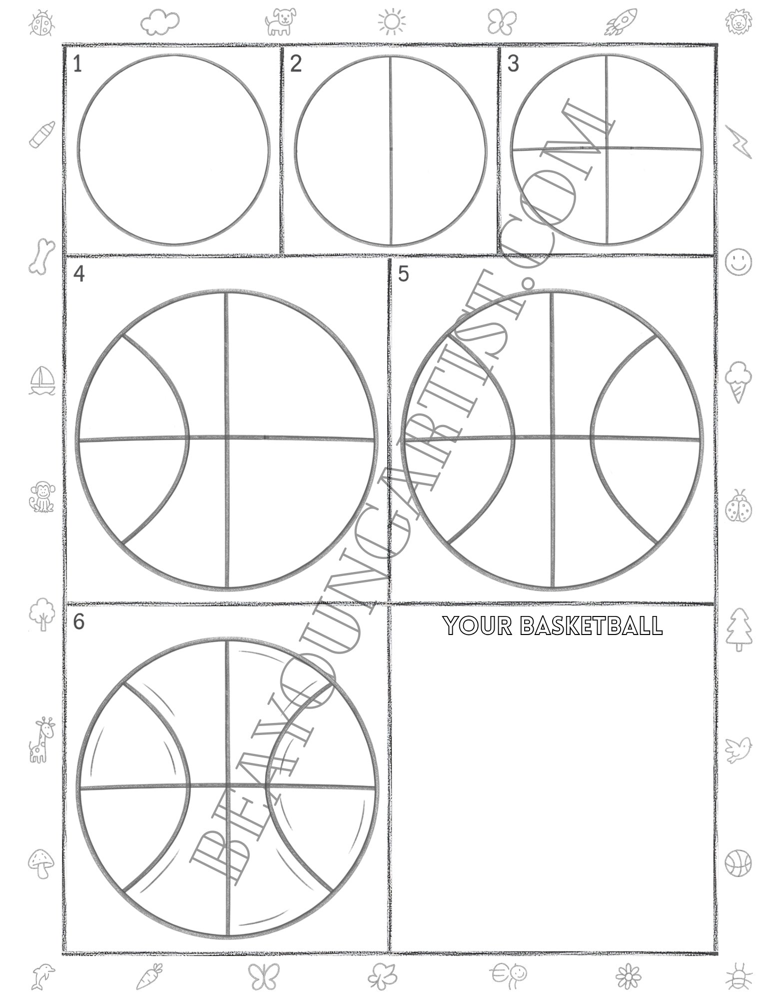 Tweens Basketball Printable Full Page for Download and Practice