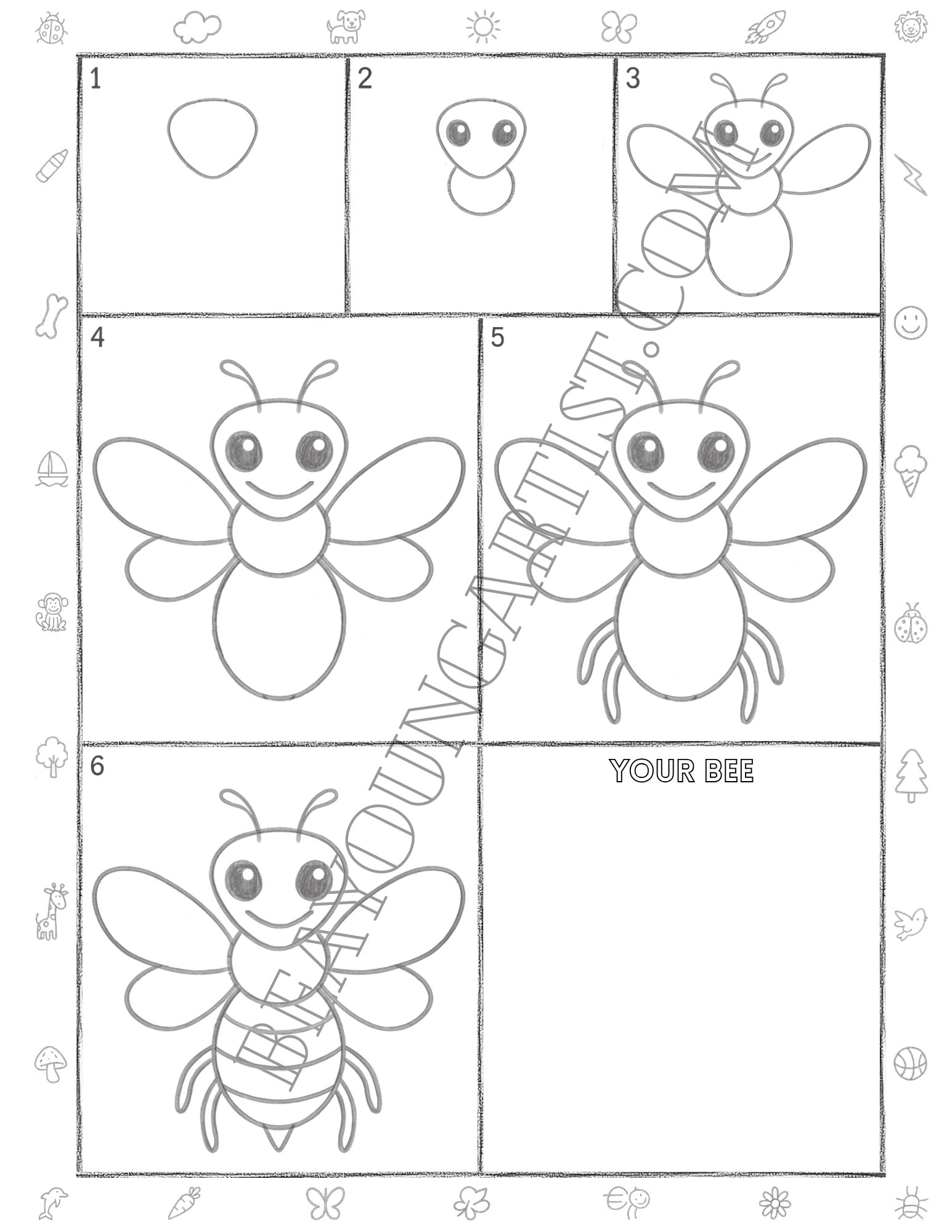 Tweens Bee Printable Full Page for Download and Practice