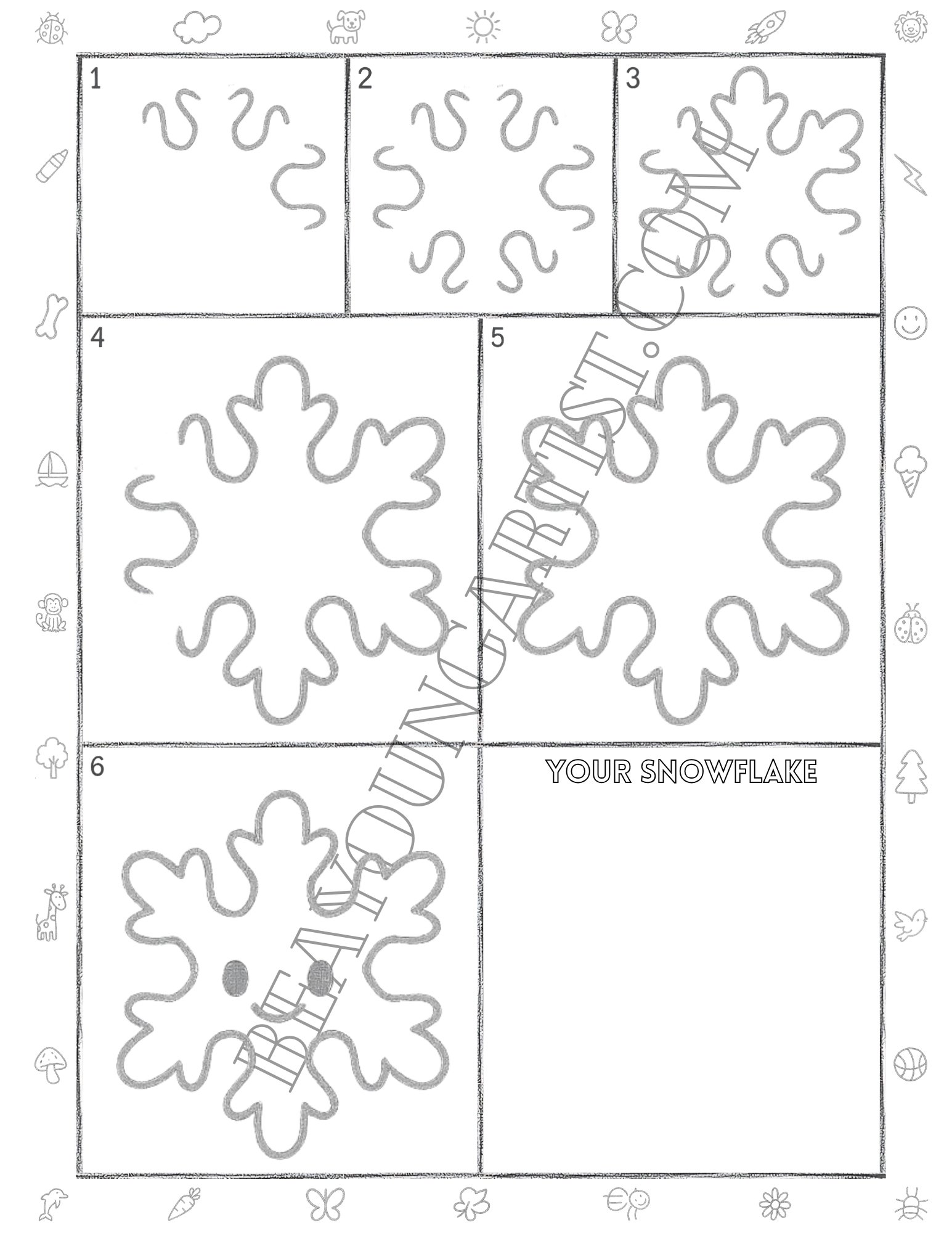 Tweens Snowflake Printable Full Page for Download and Practice