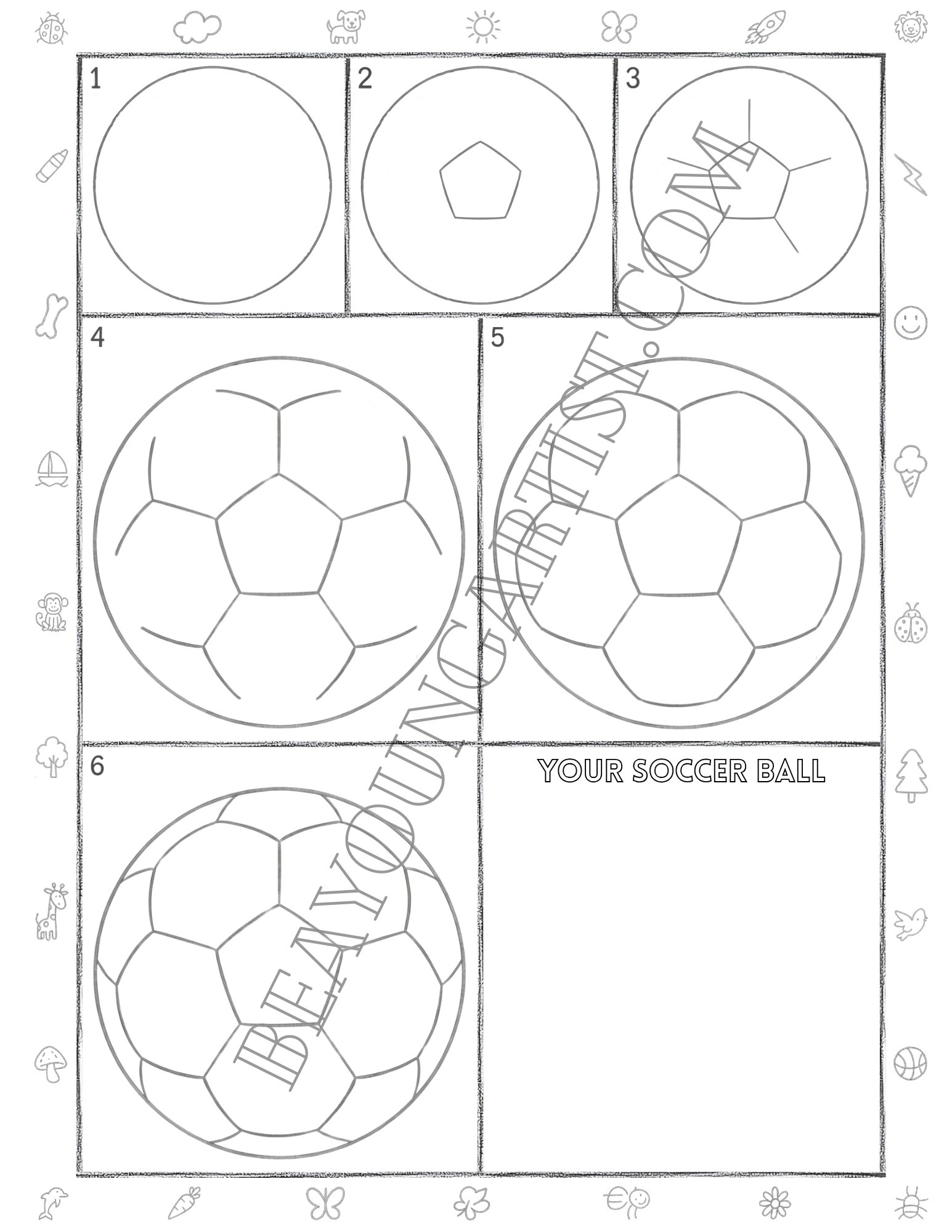 Tweens Soccer Ball Printable Full Page for Download and Practice